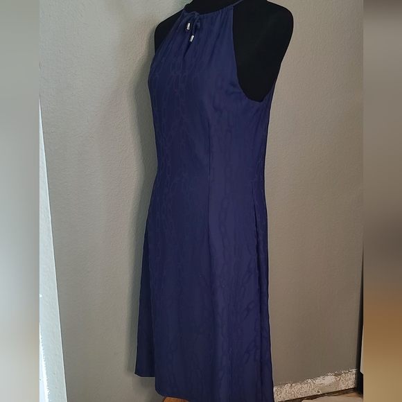 J. McLaughlin Navy Blue Chains Print Sleeveless Knee Dress Medium - Picture 5 of 11